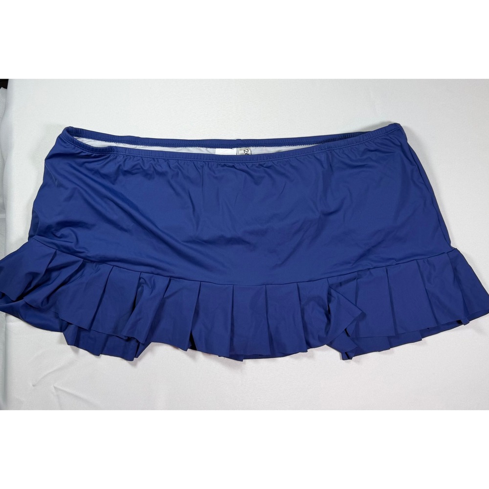 24th & Ocean Womens Plus Size 20W Royal Blue Tummy Control Ruffle Swim Skirt NWT